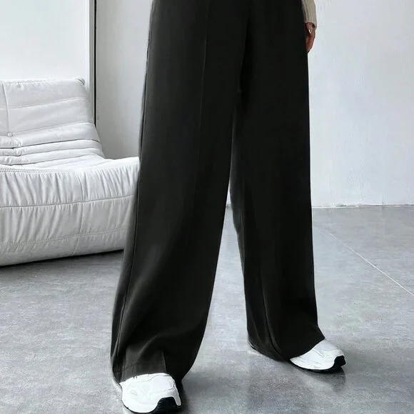 💚 Black High Waist Wide Leg Elegant Trousers – Size M-L - Picture 7 of 11
